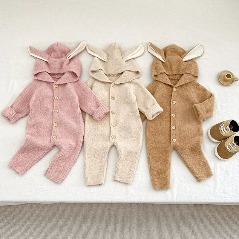 Cozy Cartoon Baby Rompers with Rabbit Ears | Adorable Infant Pajamas