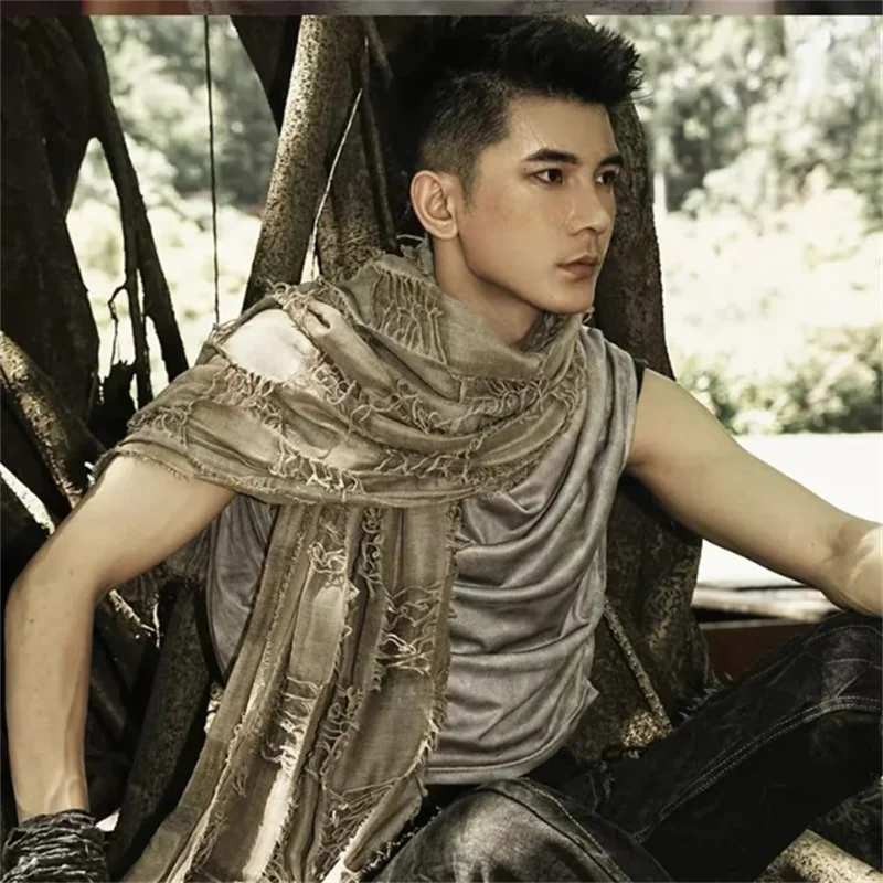 Unisex Steampunk Hip Hop Cotton Linen Scarf | Versatile Fashion Shawl