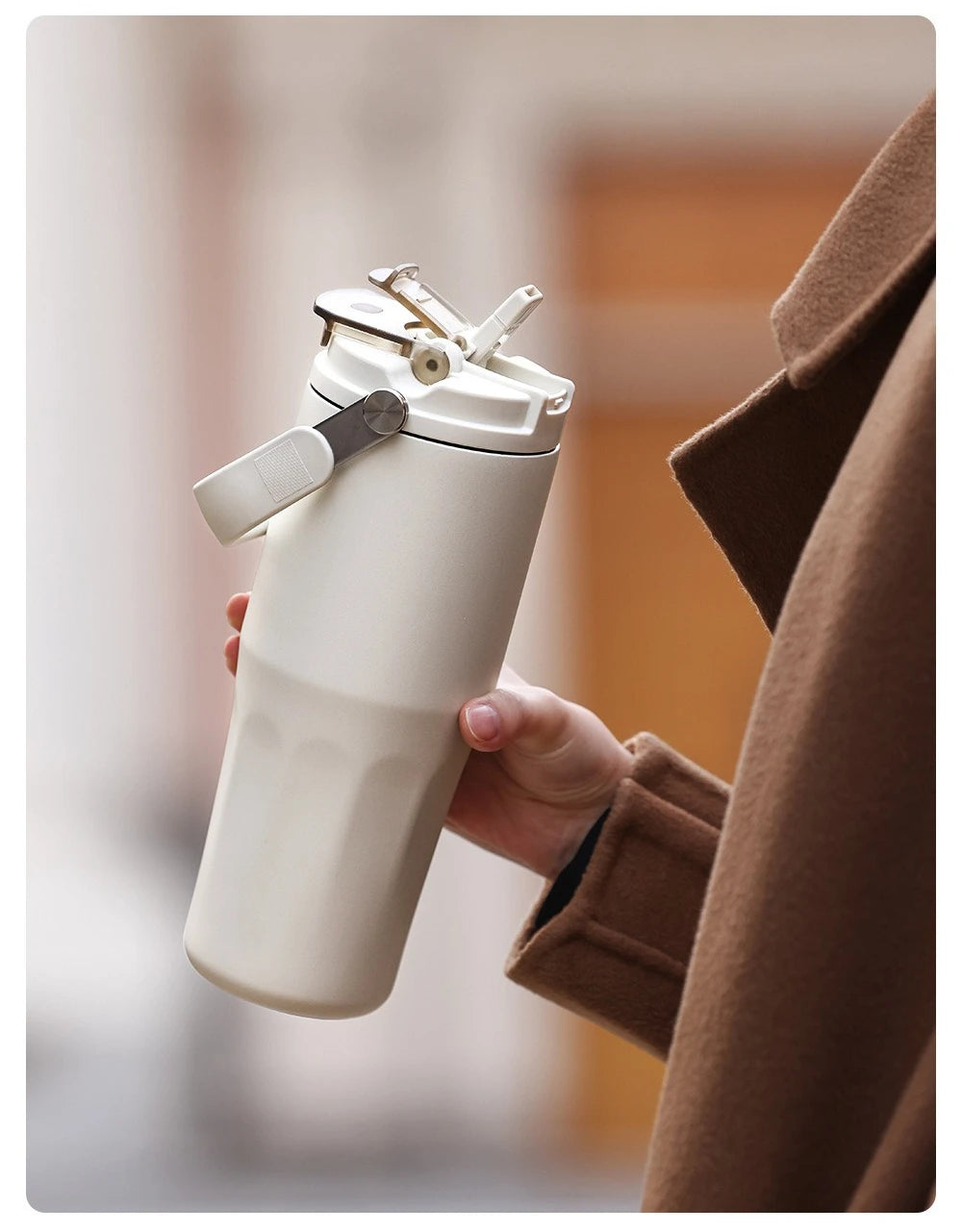 800ML Insulated Travel Tumbler with Straw & Tea Infuser | Leakproof Design