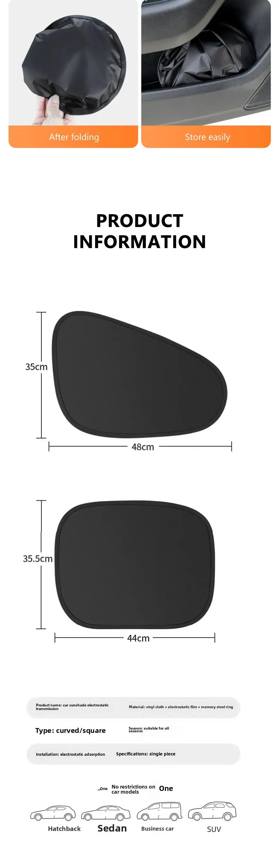 Electrostatic Sun Visor for Car Side Windows | UV Protection Cover