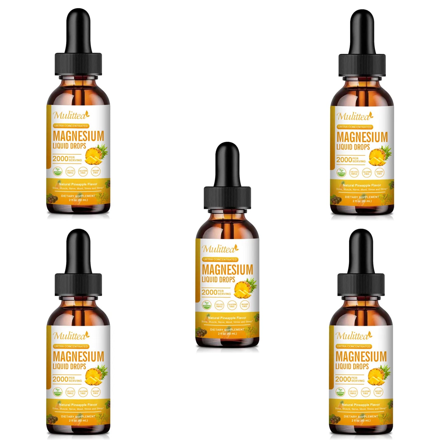Magnesium Glycinate Drops - Pineapple Flavor for Relaxation & Sleep