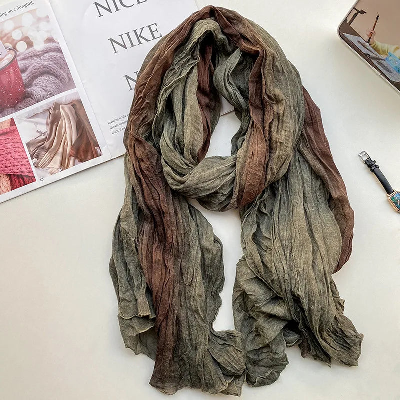 Stylish Tie-Dye Cotton Linen Scarf | Multifunctional Hip Hop Shawl