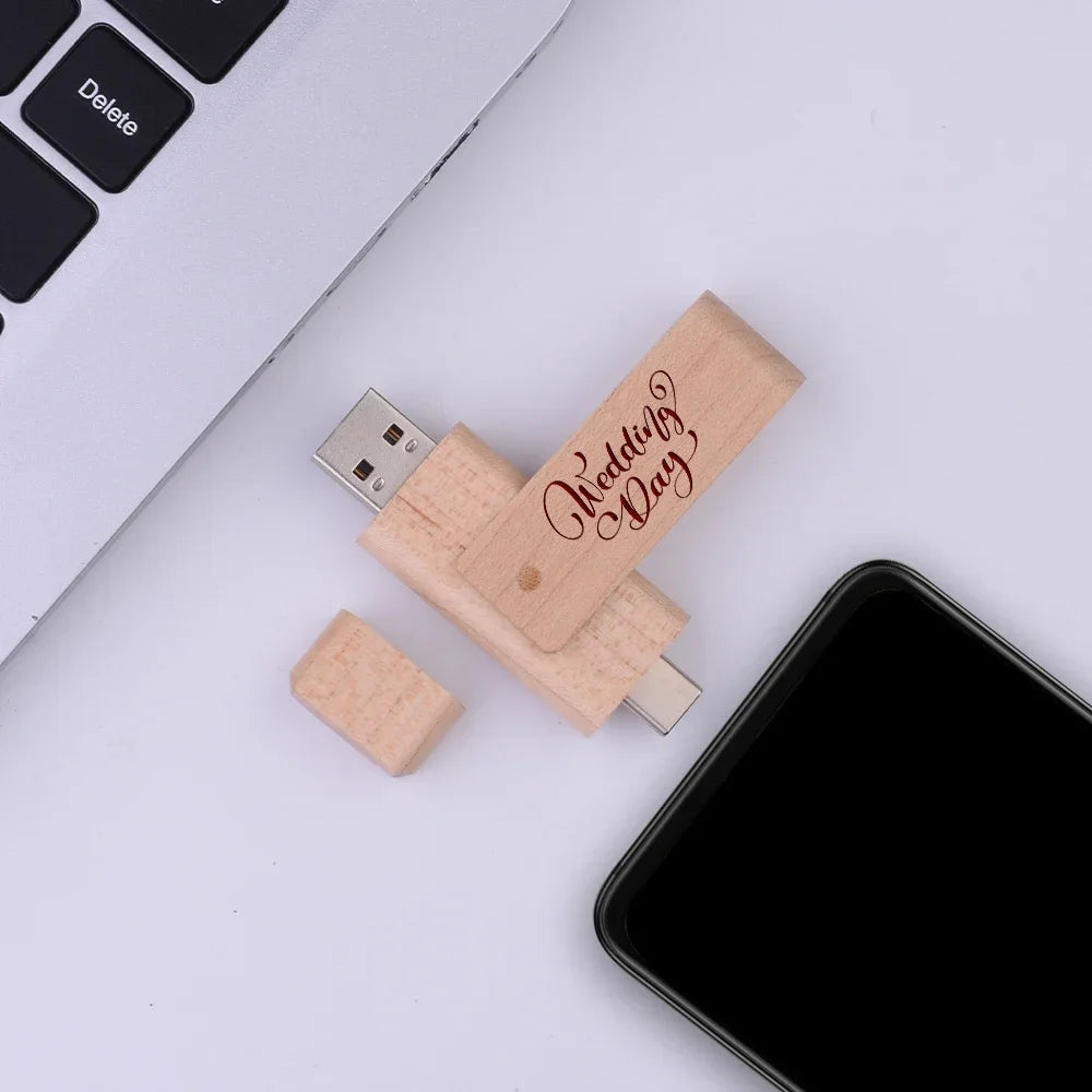 Wooden TYPE-C USB Flash Drive | Custom Logo Pendrive Gifts