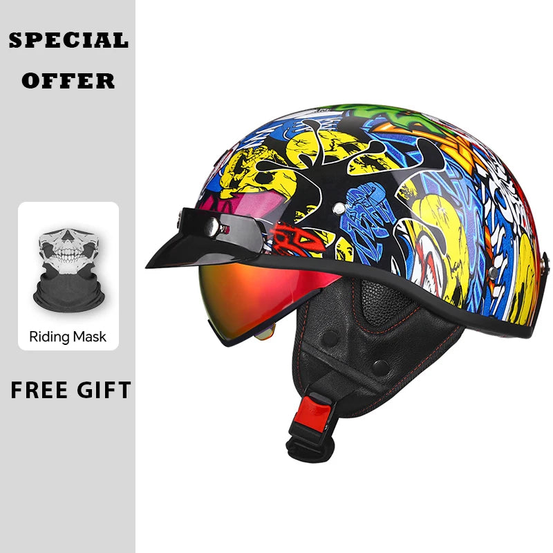 Vintage Half Face Motorcycle Helmet | Lightweight & Safe 2026