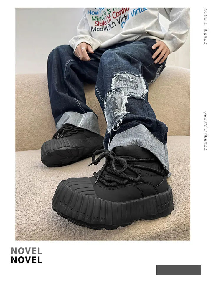Men's Warm Split Leather Snow Boots | Cozy Winter Ankle Shoes