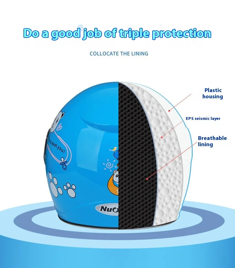 Casco Infantil de Medio Rostro con Diseño de Caricaturas | Seguridad y Diversión para Niños