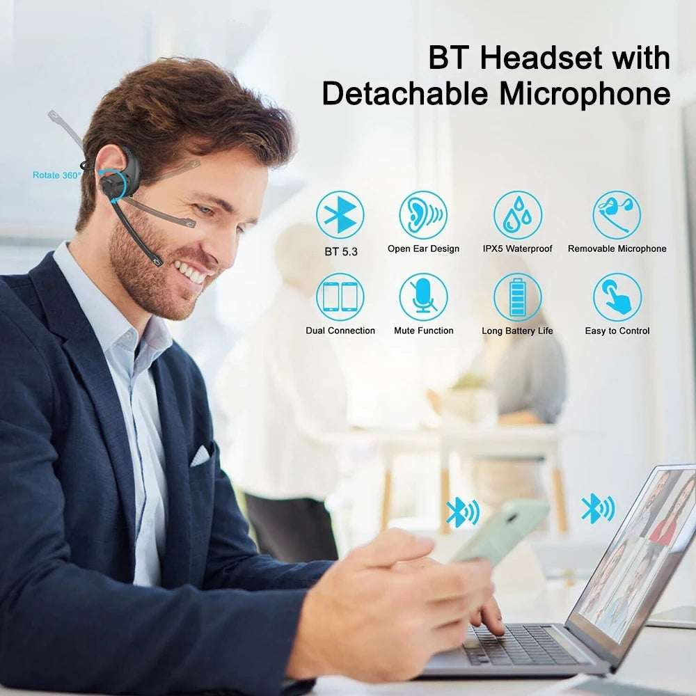 Bluetooth 5.3 Waterproof Open Ear Sports Headphones | Wireless Comfort