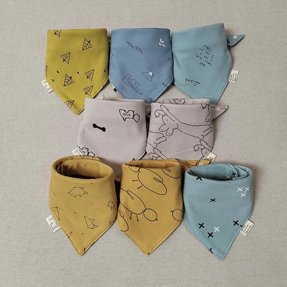 8-Pack Baby Bibs | Soft Cotton Triangle Burp Cloths for Infants