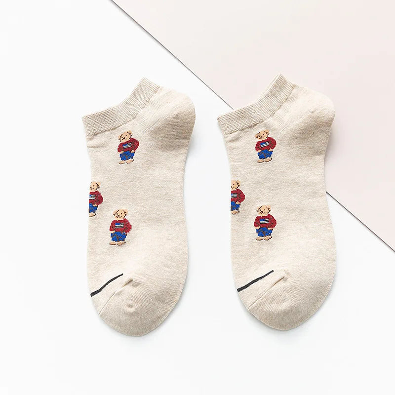 Men's Cartoon Bear Ankle Socks | Fun & Stylish Footwear