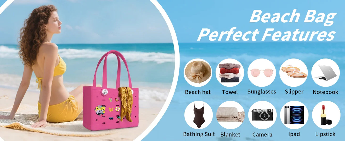 Fashionable Waterproof Beach Bag | Stylish EVA Solid Color Tote