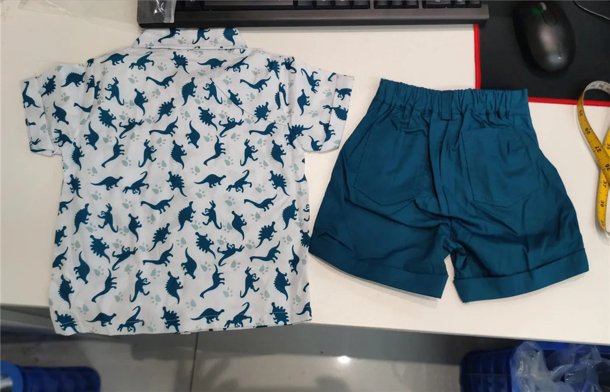 Baby Boys Dinosaur Print Outfit | Summer Shorts Set for Toddlers
