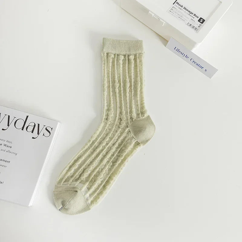 Cute Striped Kawaii Socks for Women | Ultra-Thin Summer Wear