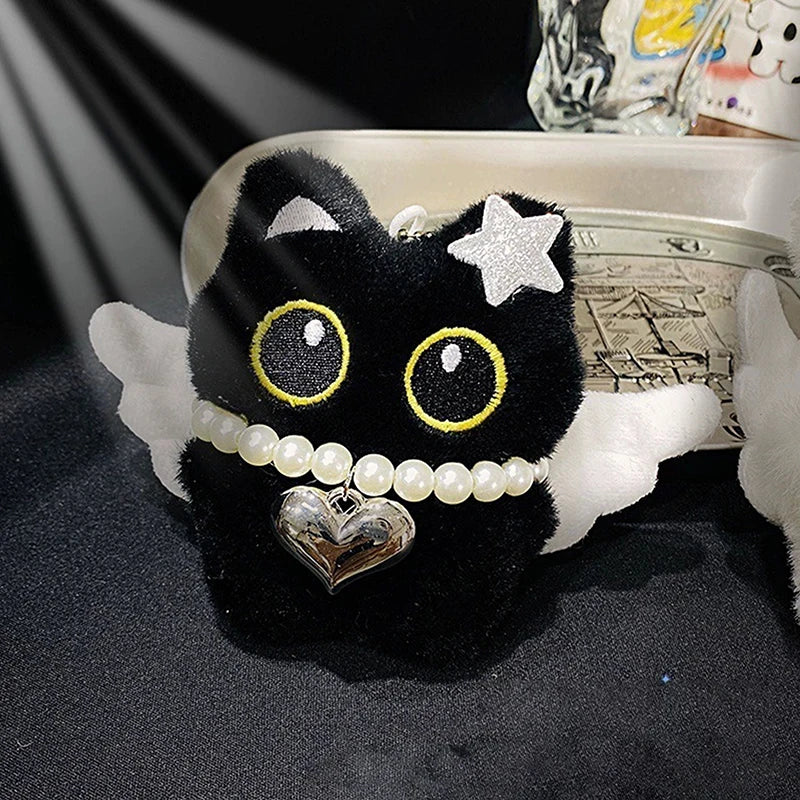 Adorable Plush Black Cat Doll Keychain | Cute Backpack Pendant