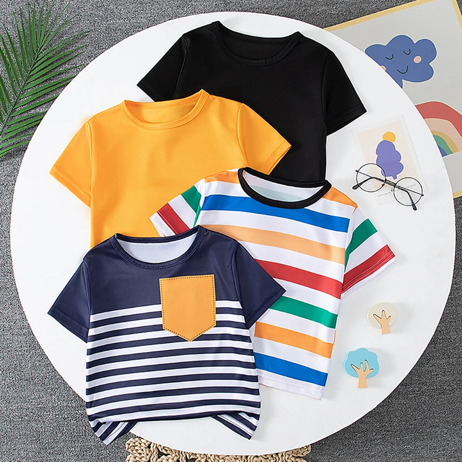 4-Piece Summer Boys' Outfit Set | Trendy Short Sleeve Tees