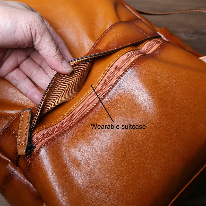 Vintage Leather Backpack | Large Capacity Casual Computer Bag