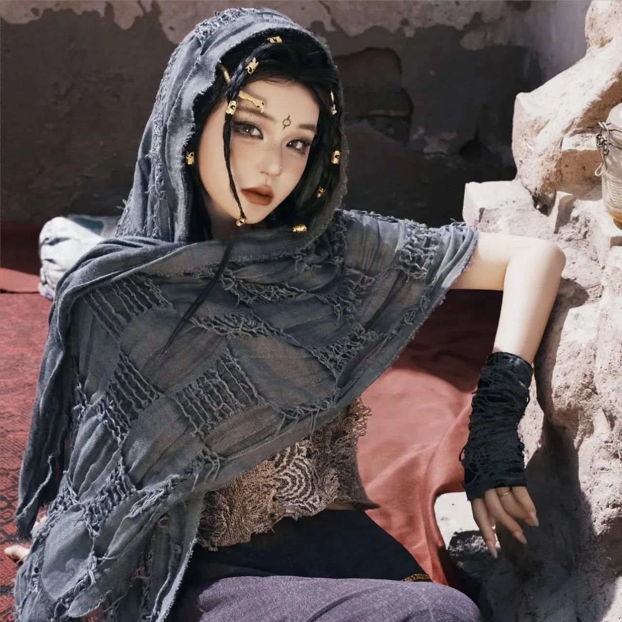 Unisex Steampunk Hip Hop Cotton Linen Scarf | Versatile Fashion Shawl