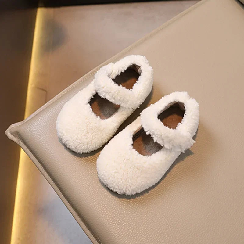 Cozy Velvet Mary Janes for Kids | Warm Plush Toe Winter Shoes