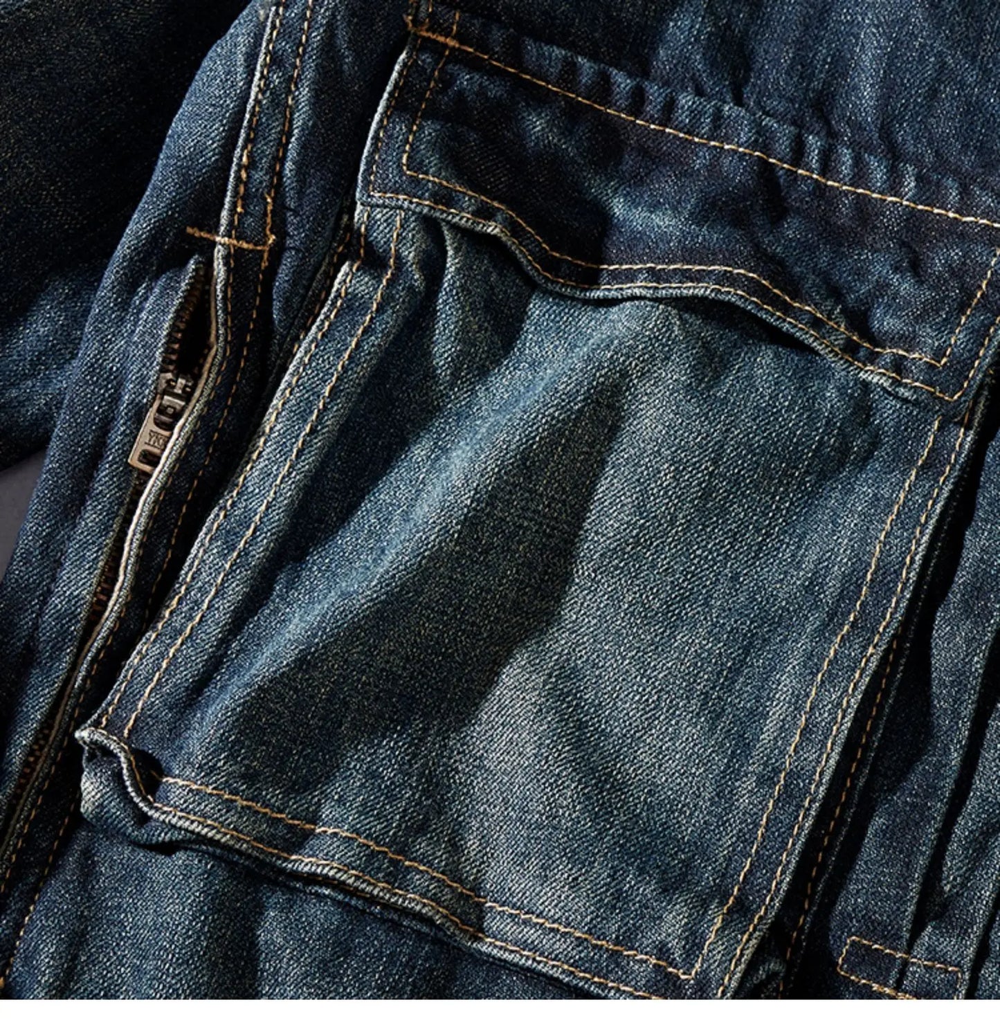 Men's Retro Patchwork Denim Jacket | Casual Heavyweight Outerwear
