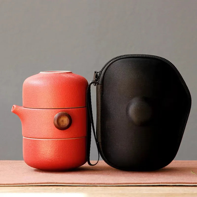 Japanese-Style Handmade Ceramic Teapot Set for Home & Travel