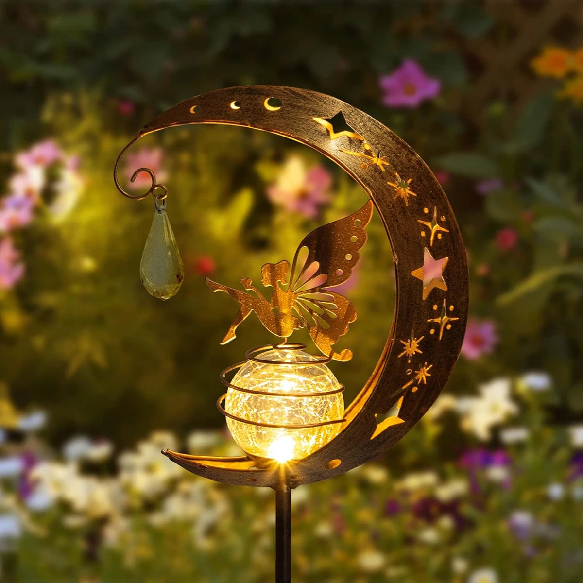 Luces solares de estaca Hada Lunar | Encantadora decoración de jardín exterior