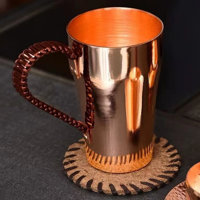 Vintage Copper Coffee Cup | Handcrafted Hammered Design Mug