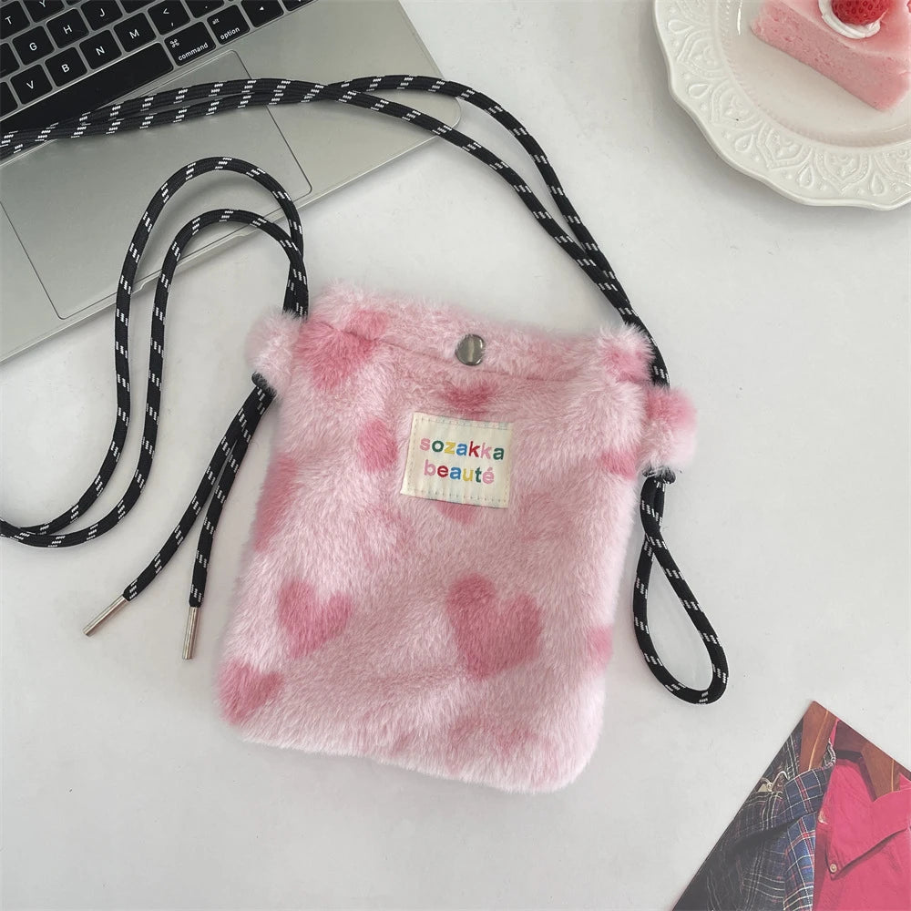 Cute Plush Dot Crossbody Bags for Women | Portable Shoulder Bag