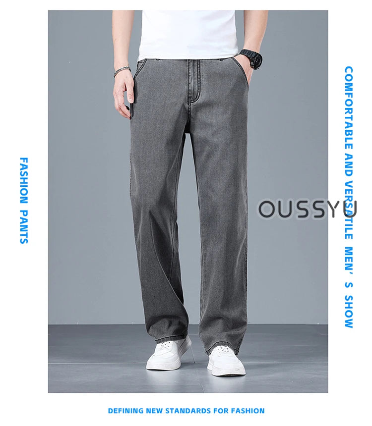 Men's Loose Straight Jeans | Lightweight Casual Pants for Summer