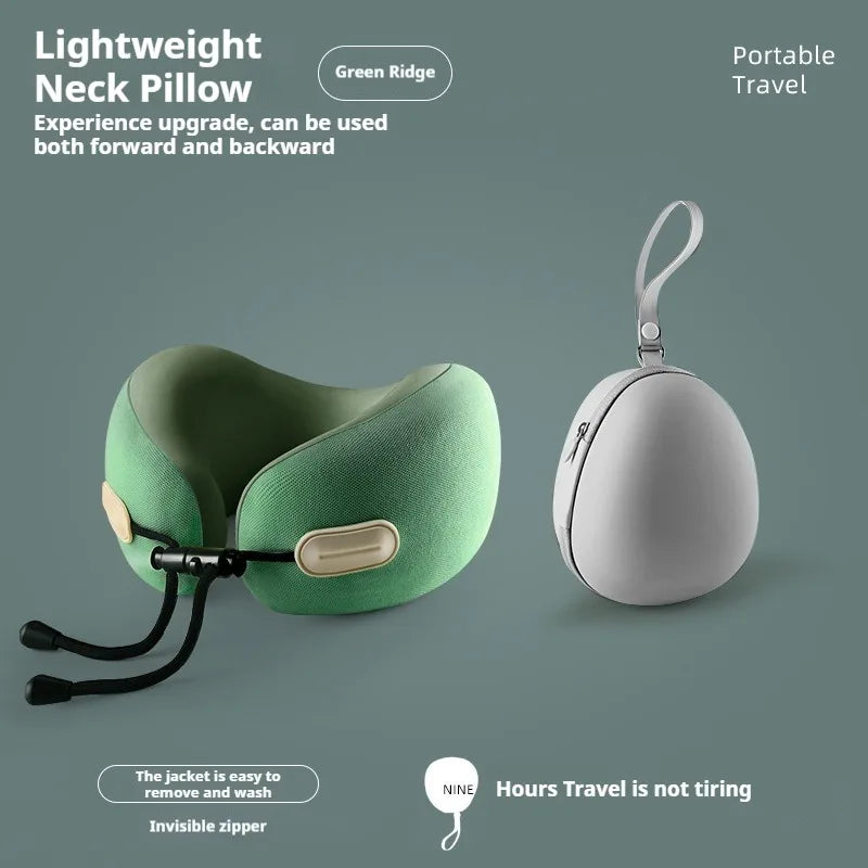 U-Shaped Memory Foam Neck Pillow Travel & Office Pillow Soft Support Cushion with Portable Storage Box
