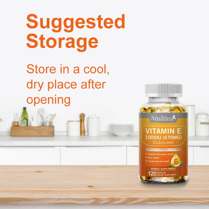 Vitamin E 1000 IU Capsules for Skin Nutrition & Immunity Boost