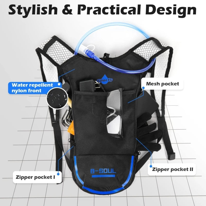 Lightweight Hydration Backpack | 2L Water Bladder For Outdoor Adventures