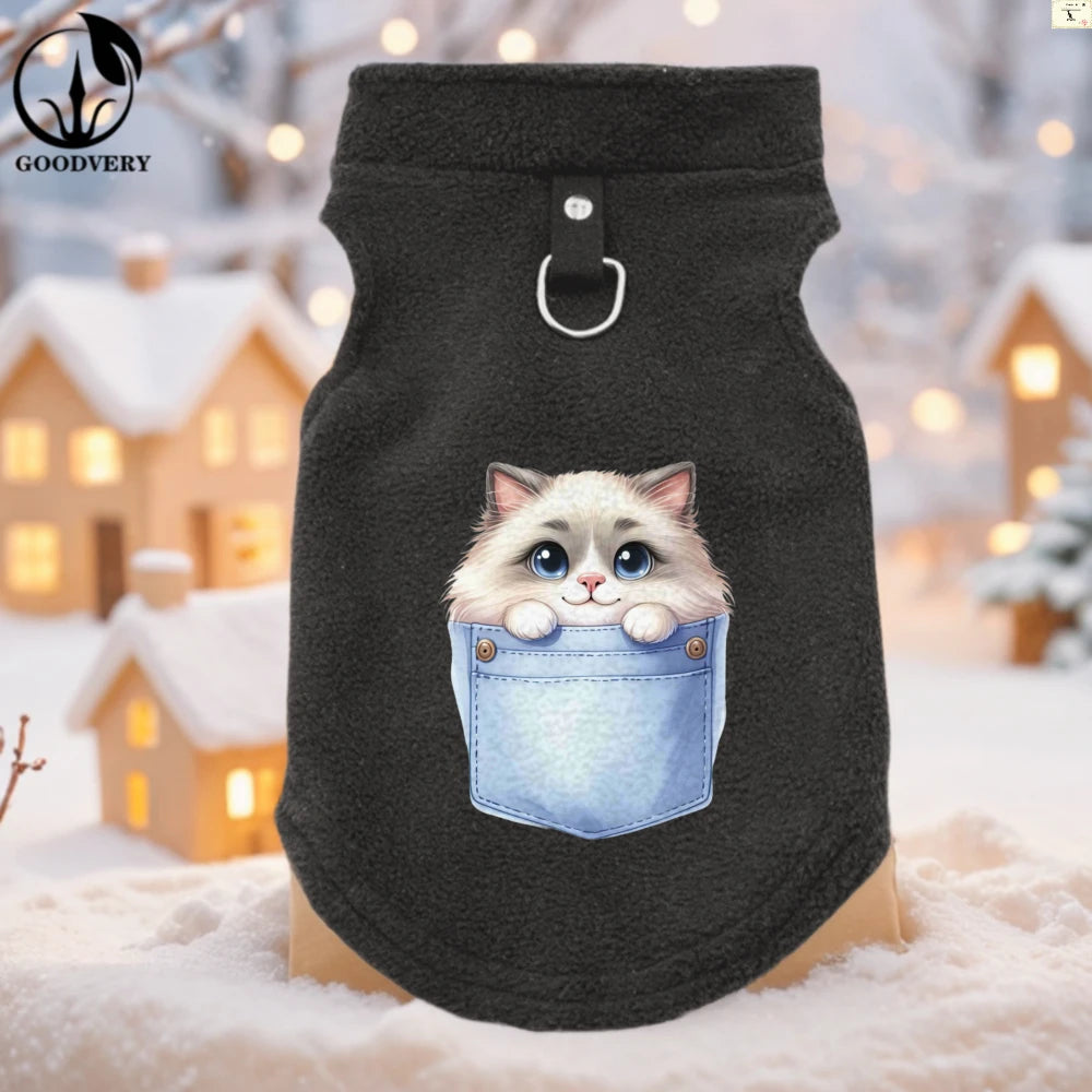 Soft Fleece Cat Sweater Jacket | Warm & Cozy Pet Clothes