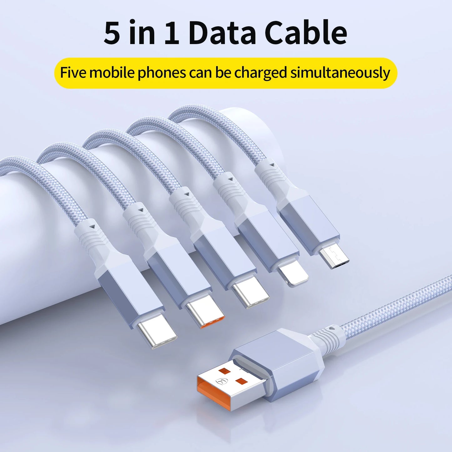 Multi Charging Cable 5 in 1 | Fast Nylon Braided USB Cord