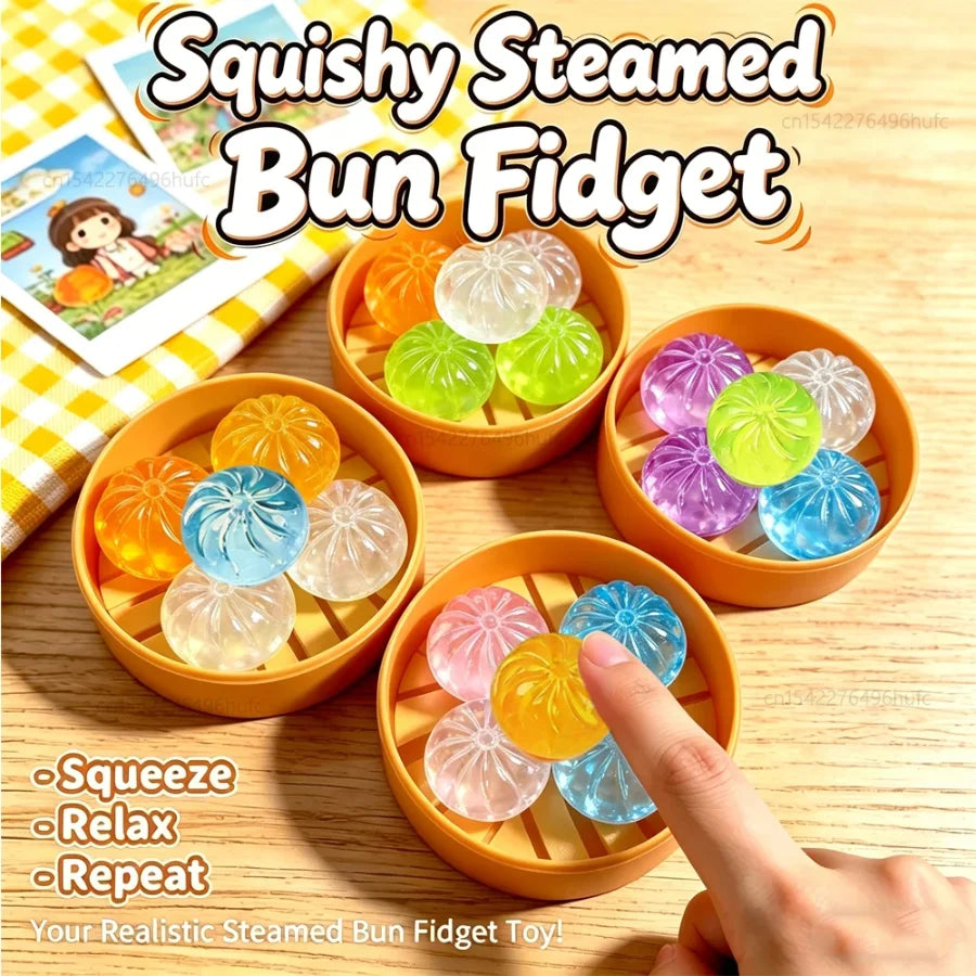 5Pcs Mini Dumplings Steamer Toys | Squishy Stress Relief Set