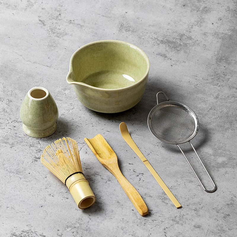 Juego completo de té Matcha con batidor de bambú y accesorios