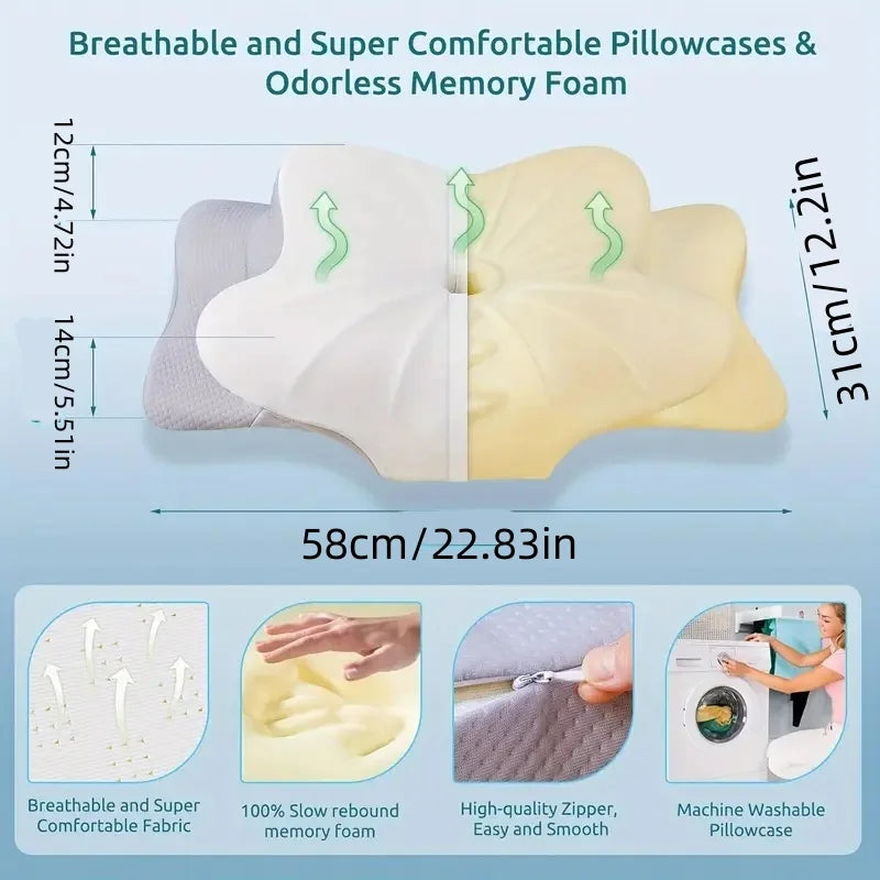 Ergonomic Memory Foam Neck Support Pillows for Pain Relief