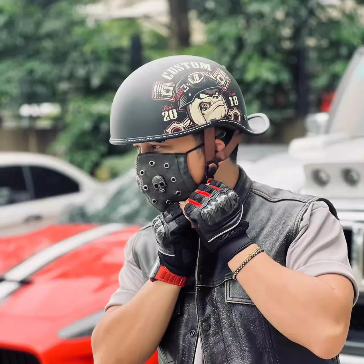 Casco de moto tipo media calota retro unisex | Elegante y seguro