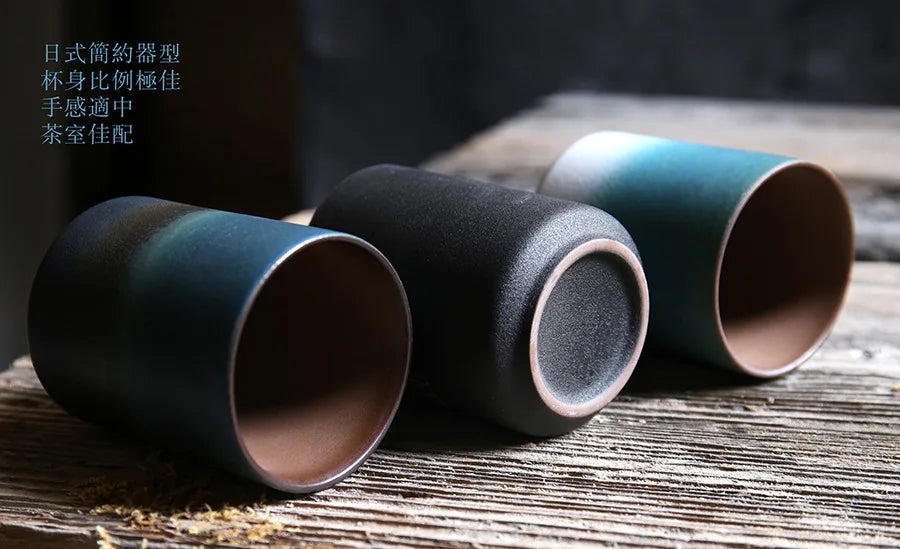 Tazas de café japonesas de gres con gradiente grande | Vajilla elegante
