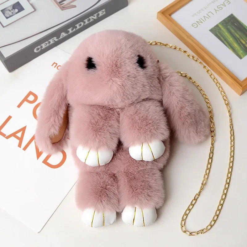 Bonito bolso bandolera de conejo de peluche | Encantador diseño cruzado