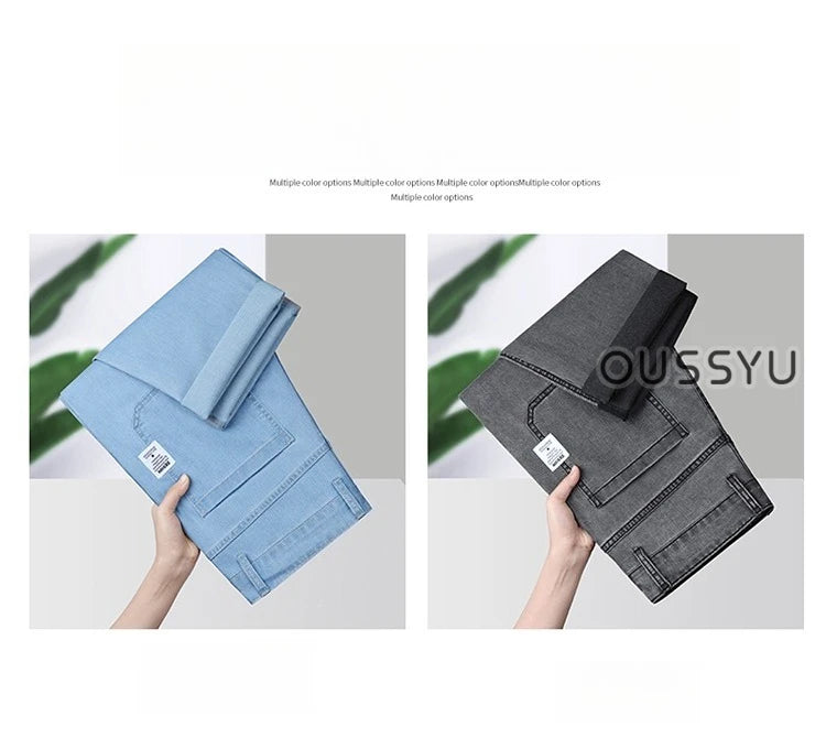 Men's Loose Straight Jeans | Lightweight Casual Pants for Summer