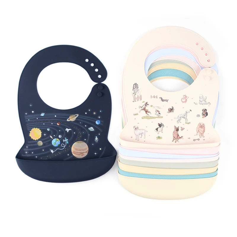 Waterproof Silicone Baby Bibs | Adjustable Cute Feeding Aprons