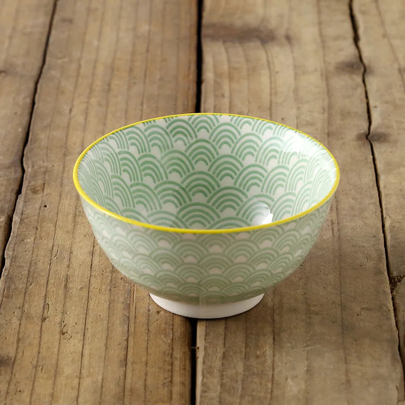 Cuenco de arroz de cerámica estilo japonés de 4.5 pulgadas | Vajilla elegante