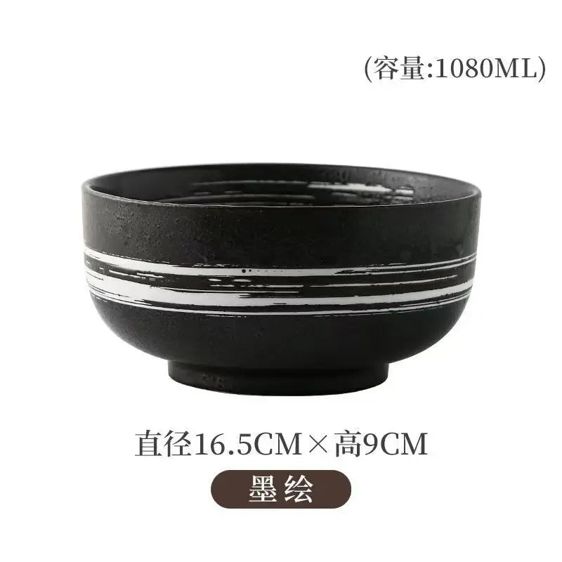 Japanese Style Ceramic Ramen Bowl Set | Elegant Dinnerware
