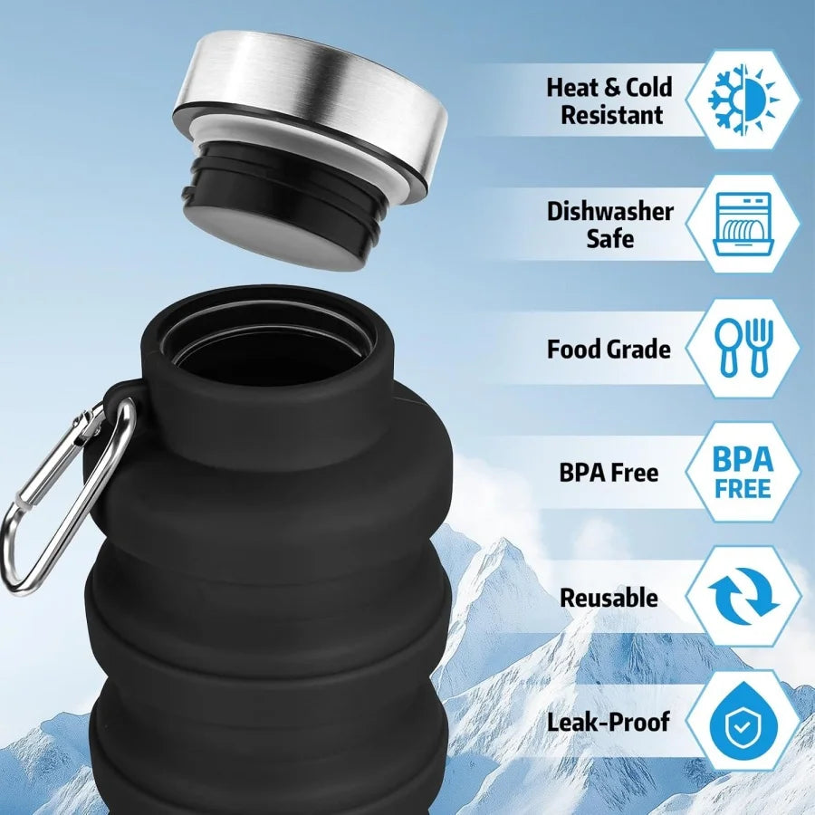 Portable Silicone Collapsible Water Bottle | Leak-Proof Design
