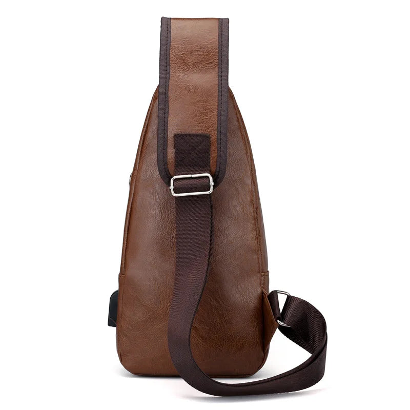 Men's Chest Bag with Headphone Hole | Versatile USB Shoulder Pack