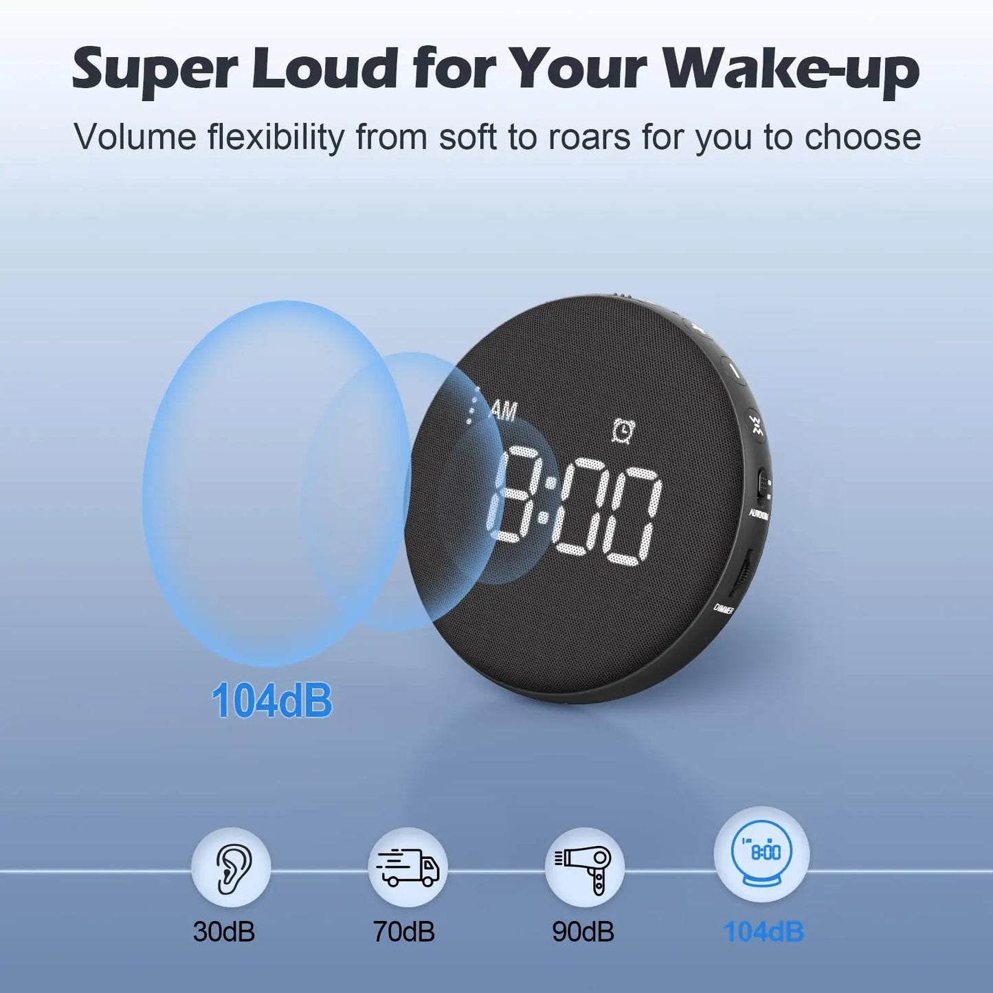 Loud Vibrating Alarm Clock for Heavy Sleepers | Wireless Charging