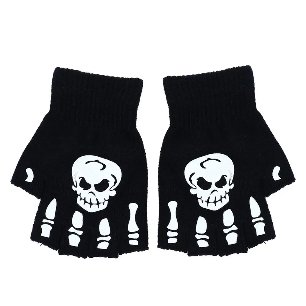 Men's Skull Glow Gloves | Stylish Luminous Half-Finger Mittens