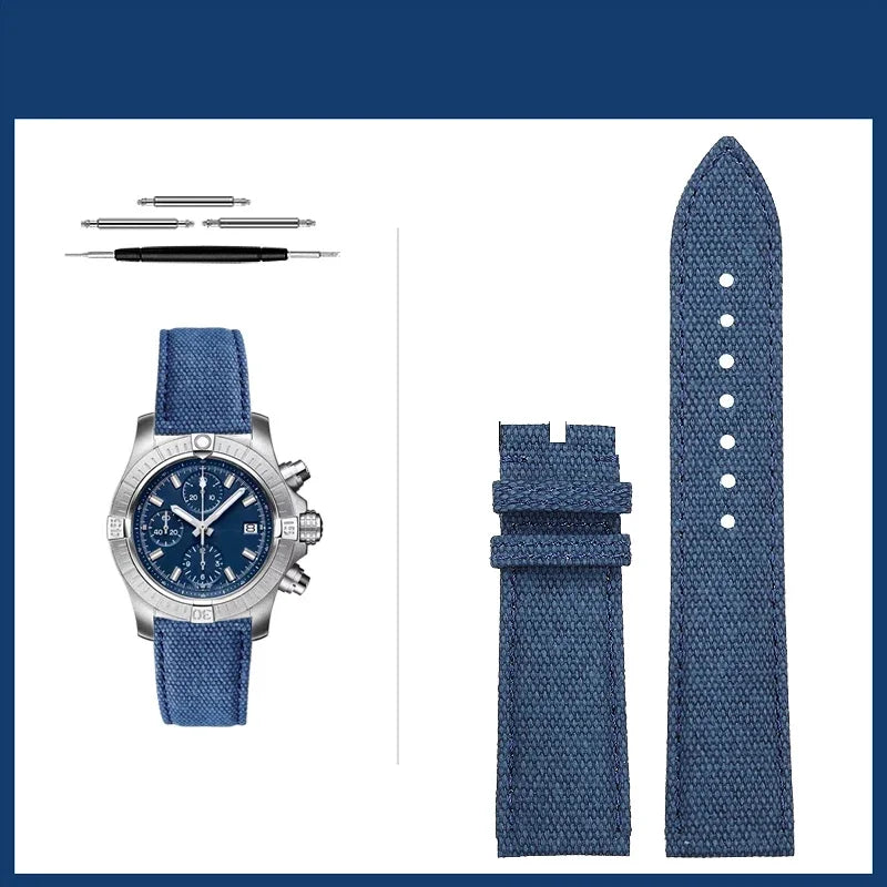 Versatile Yellow Nylon Leather Watch Strap | 22mm Men's Band