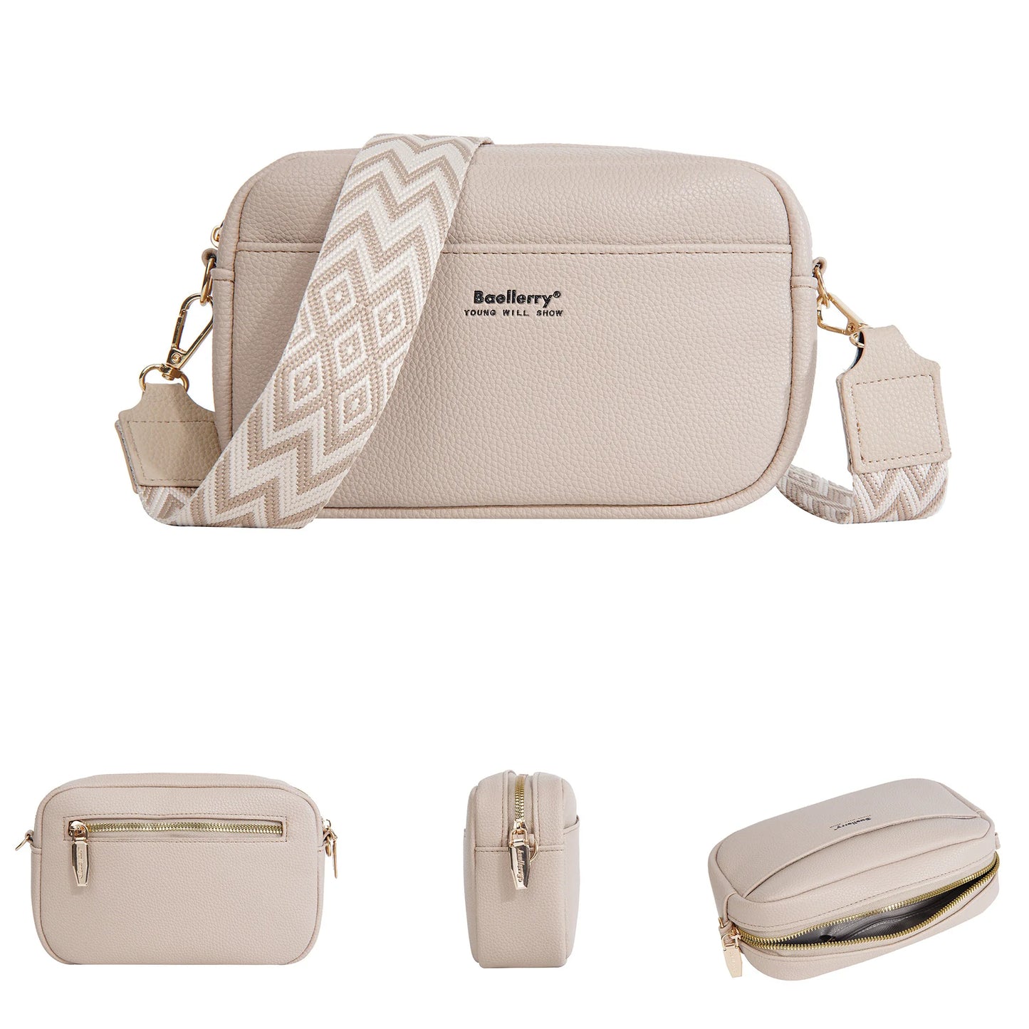 Elegante bolso de mano con cremallera de gran capacidad para mujer