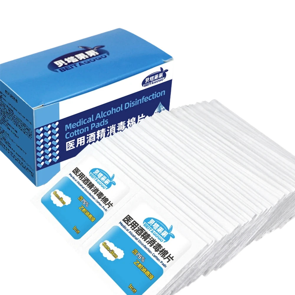 50/100pcs Alcohol Prep Pads Disinfectant Swabs Wipes Cleaner 70%-80% Alcohol Content for Mobile Phone Camera Utensils Cleaning