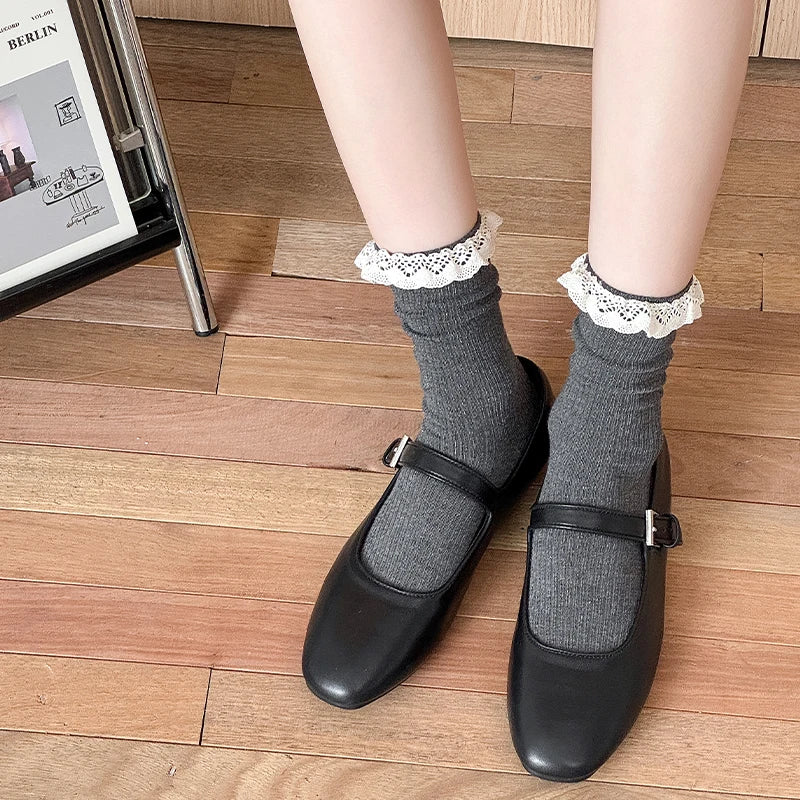 Women's Cotton Lace Edge Socks | Stylish Pack of 5